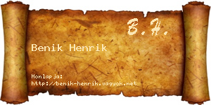 Benik Henrik névjegykártya
